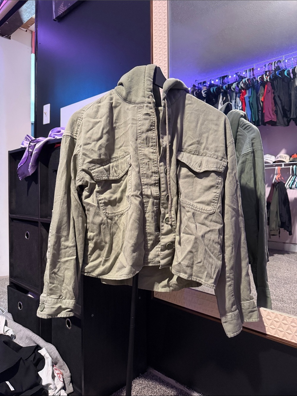 American Eagle Outfitters Olive Hooded Field Jacket